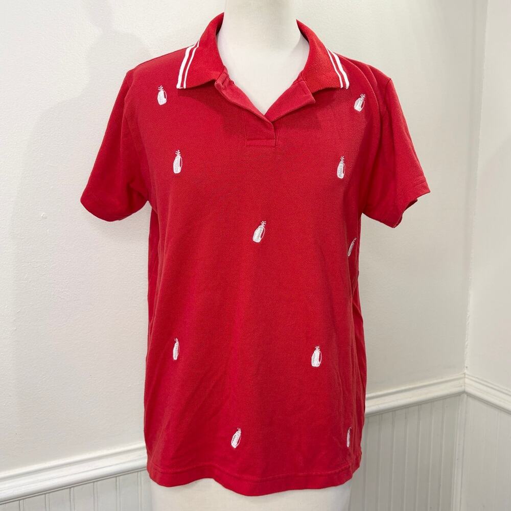 Allyson Whitmore Size M Vintage AW Golf Polo Embroidered Clubs Bag Red White